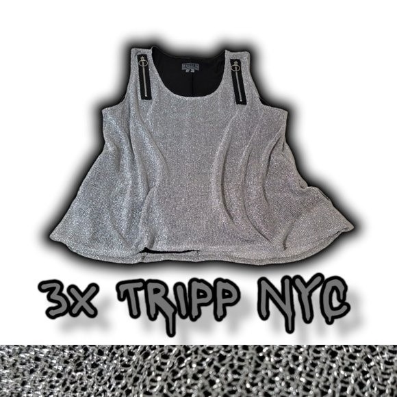 3x Tripp Nyc Chainmail zipper oring tank silver mesh plus - Picture 1 of 12